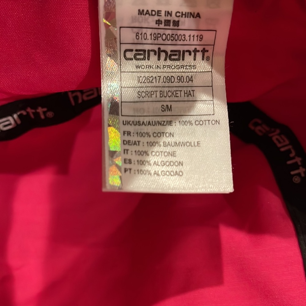Carhartt Wip Script Bucket Hat Ruby Pink/Black Si… - image 8